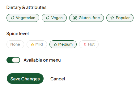 Menu management preview